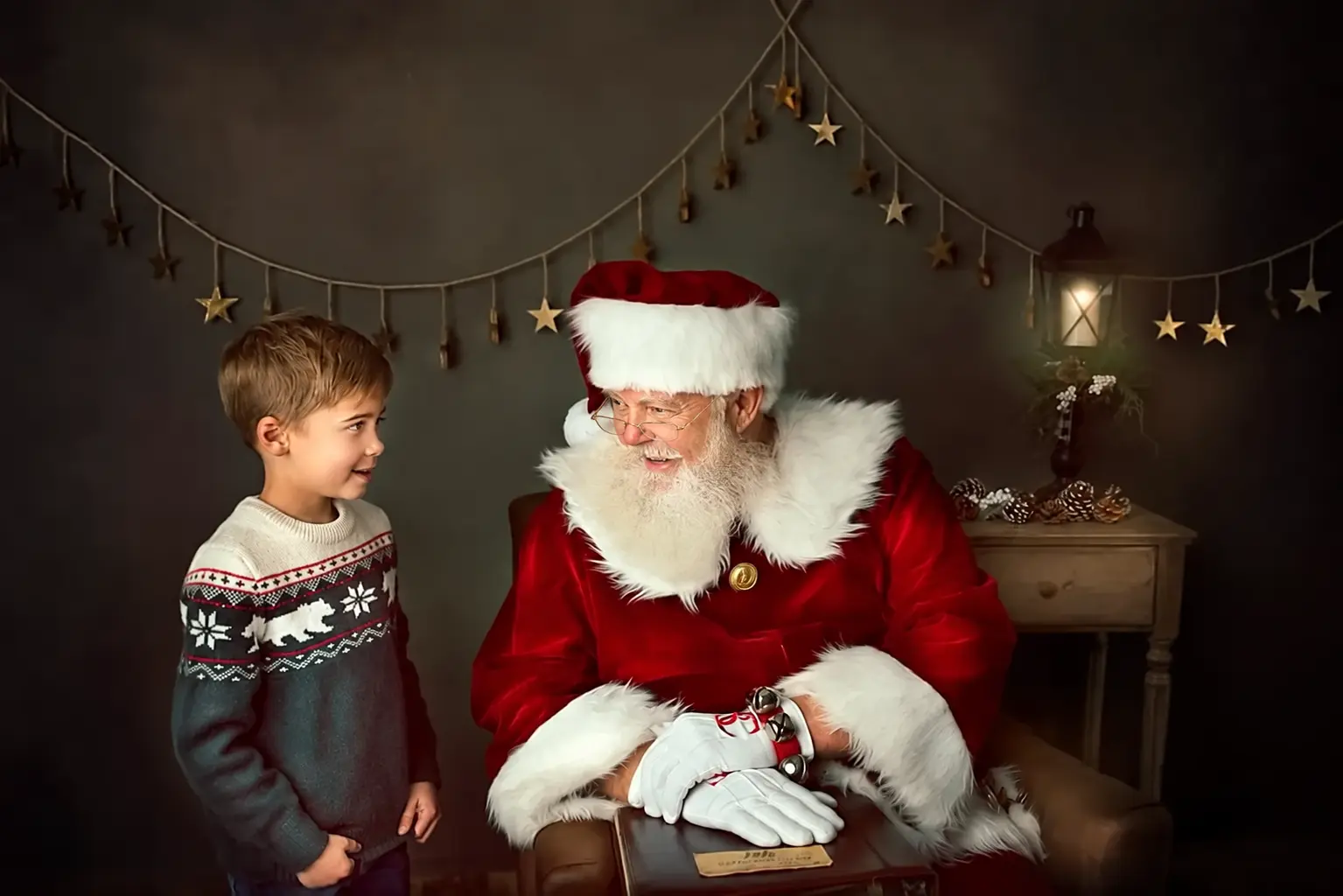 Santa Skip having a warm conversation with a child